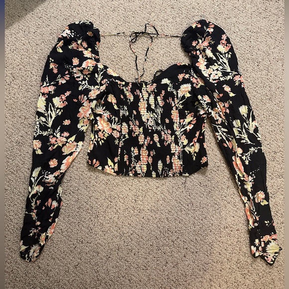 Free People Hilary Top Black Floral Boho Summer Print - Picture 8 of 8